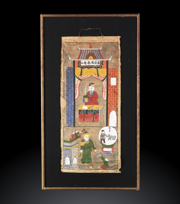 Dipinto antico cinese raffigurante scene di vita quotidiana del popolo Yao.